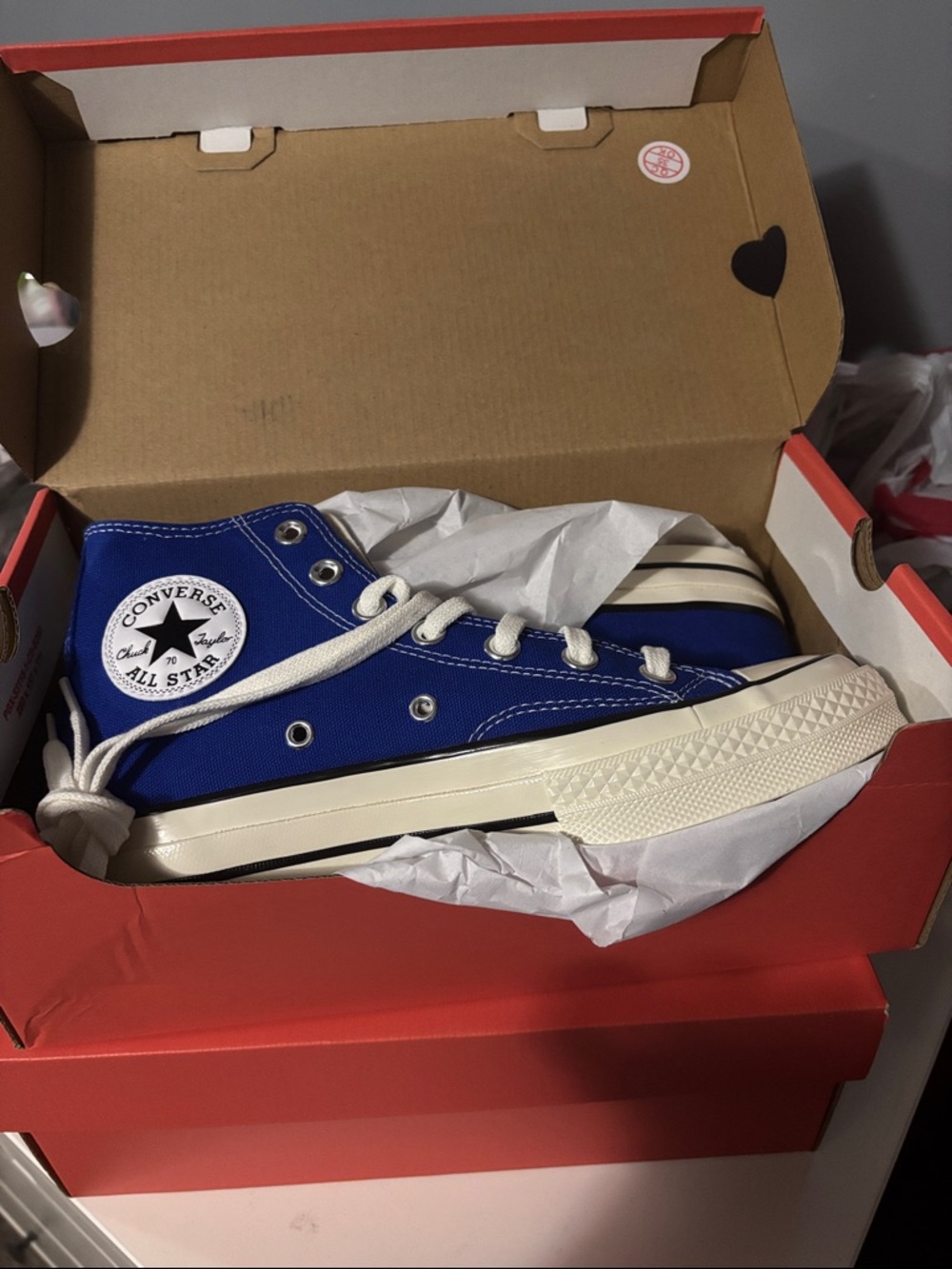 Converse High Top Sneakers in Deep Blue with White Accents